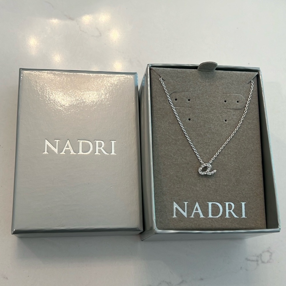 NEW NADRI Script Initial A Personalized Pendant CZ Necklace Nordstrom 16”-18”